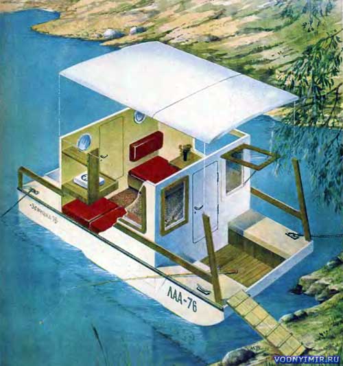 The project of the houseboat-catamaran Cinderella