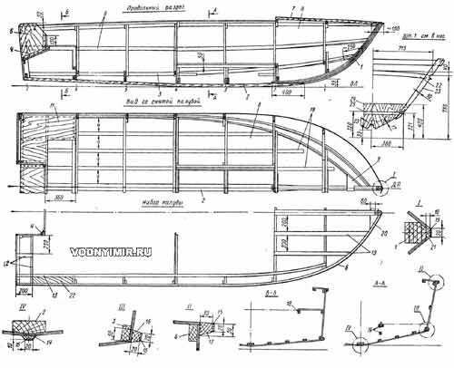 Design drawing of the mini-boat hull