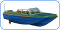 Seaworthy motor boat for large reservoirs