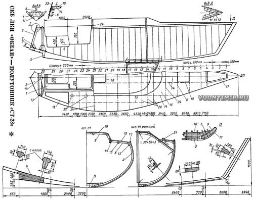 Constructive scheme of the yacht hull set