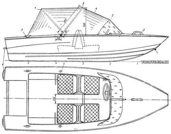 Общее расположение моторной лодки «Косатка»