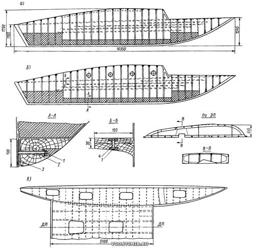 Конструктивные чертежи корпуса парусного катамарана