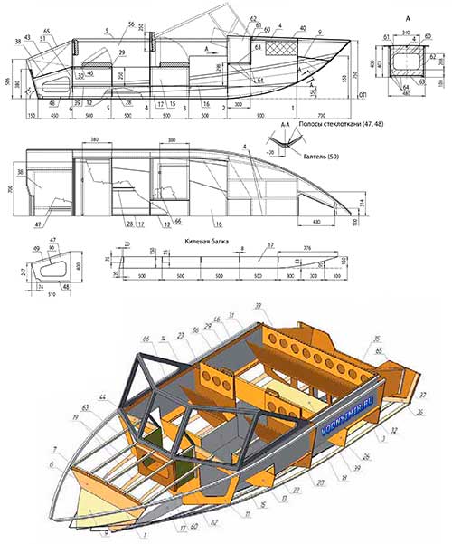 Конструкция корпуса лодки и его отдельных узлов