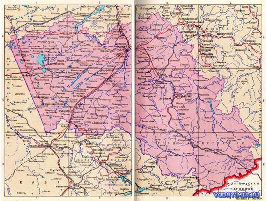 Карта Алтайского края, Горно-Алтайской области — скачать карту