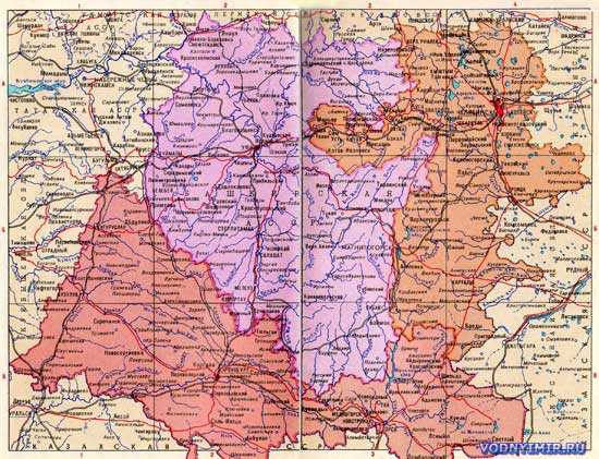 Карта республики Башкортостан, Челябинской, Оренбургской области — скачать карту