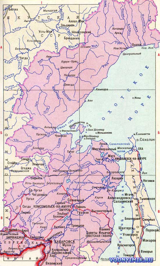 Карта Хабаровского края, Еврейской автономной области — скачать карту