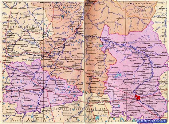 Карта Курганской, Тюменской, Омской области — скачать карту