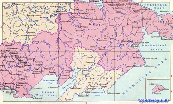 Карта Магаданской области, Чукотки — скачать карту