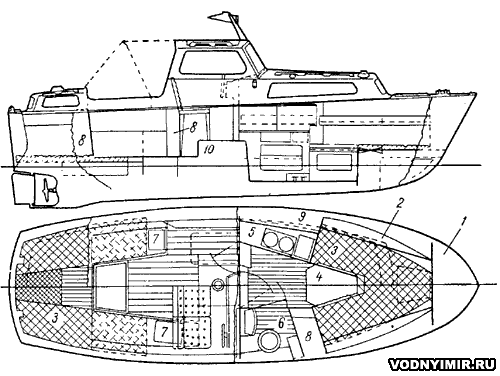 Общее расположение катера «Албин-25»
