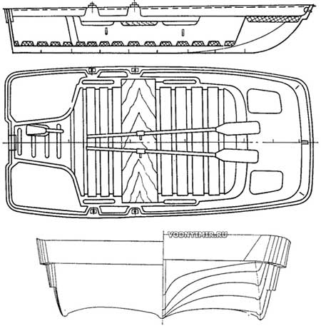 Общее расположение и теоретический чертеж картоп-лодки «Онега»