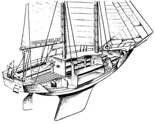 Общий вид шхуны «Гринада» на базе судовой шлюпки