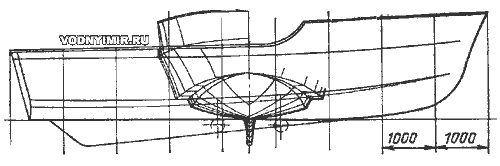 Theoretical drawing of seaworthy houseboat