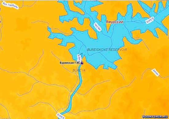 Уровень воды в Бурейском водохранилище, гидропост Бурейская ГЭС, река Бурея